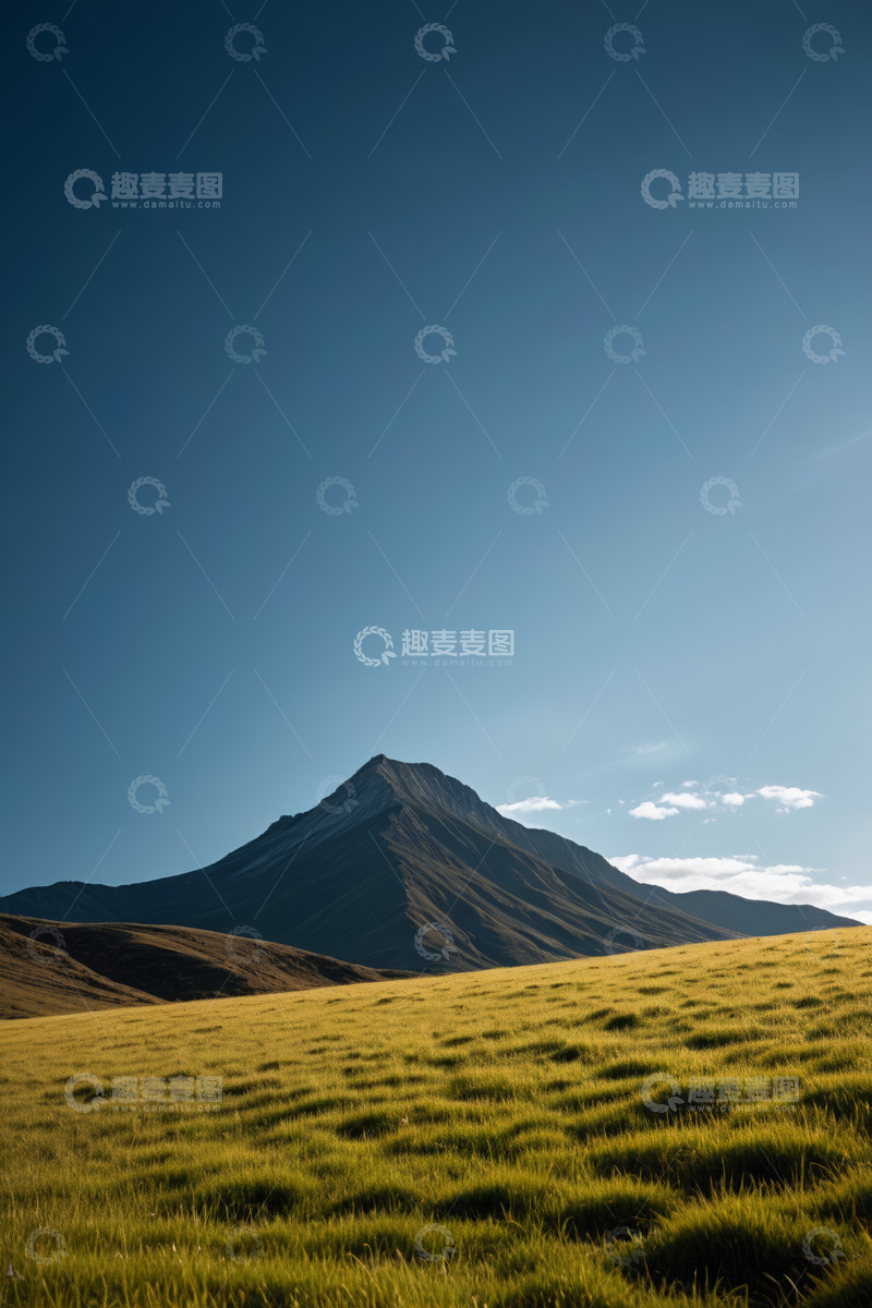 高清大图下载【趣麦麦图】蓝天草原与远山风景