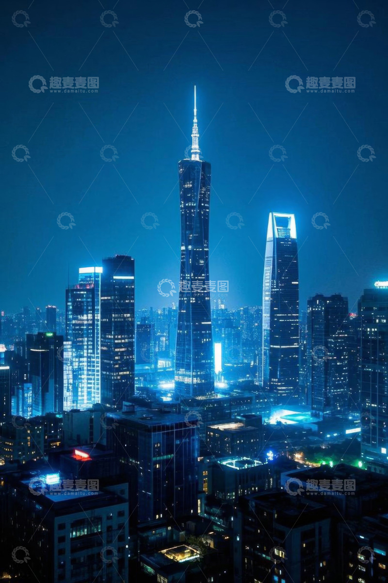 高清大图下载【趣麦麦图】上海城市高楼夜景俯瞰