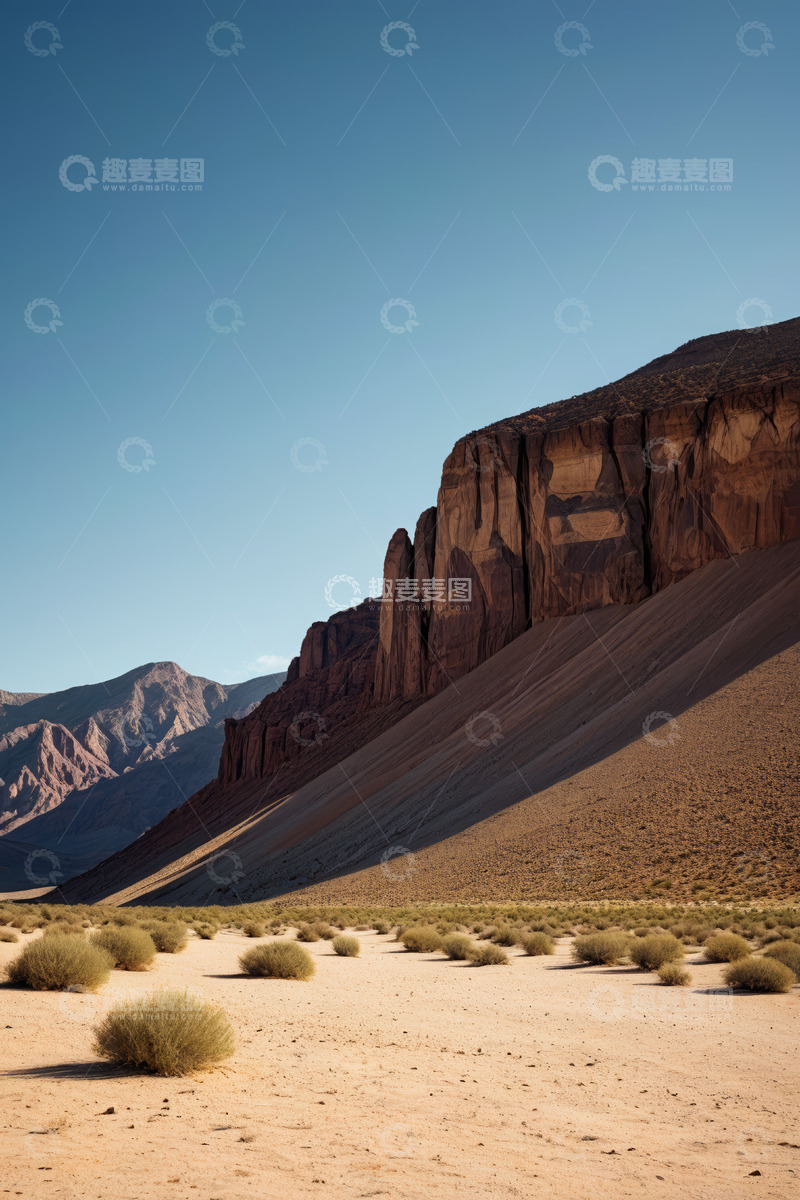 高清大图下载【趣麦麦图】沙漠中岩石与植被自然景观