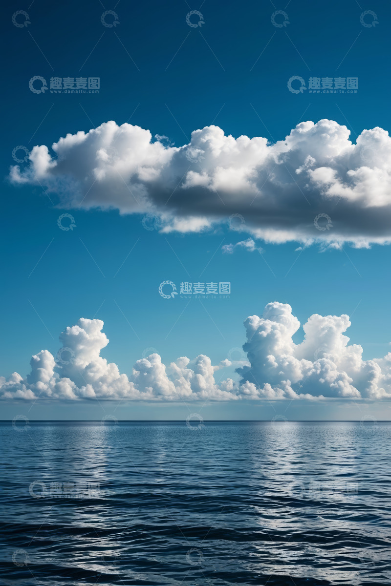 高清大图下载【趣麦麦图】蓝天海洋上的白云景象