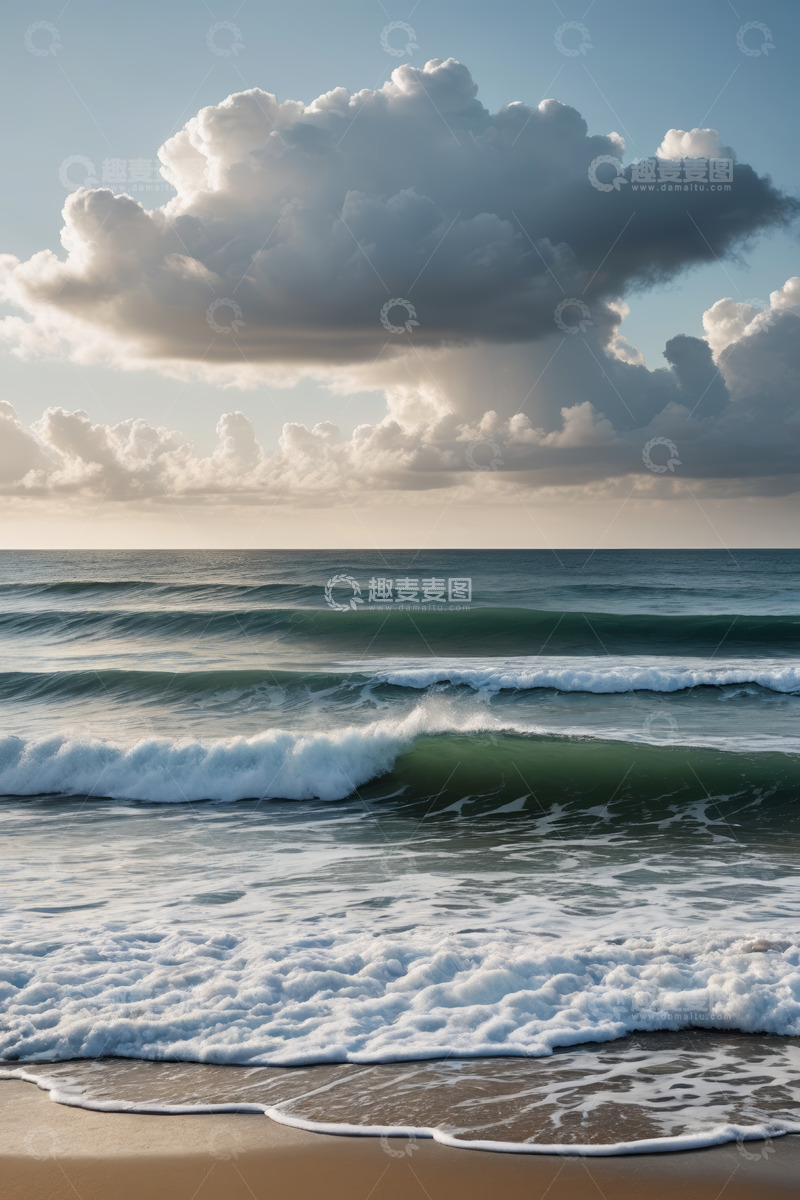 高清大图下载【趣麦麦图】海滩海浪与天空风景