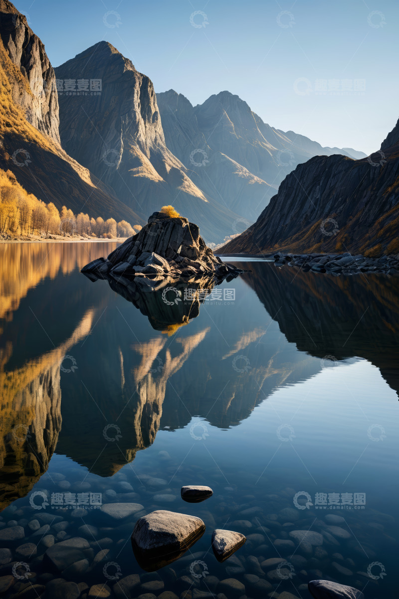 高清大图下载【趣麦麦图】山水相依的宁静自然景观