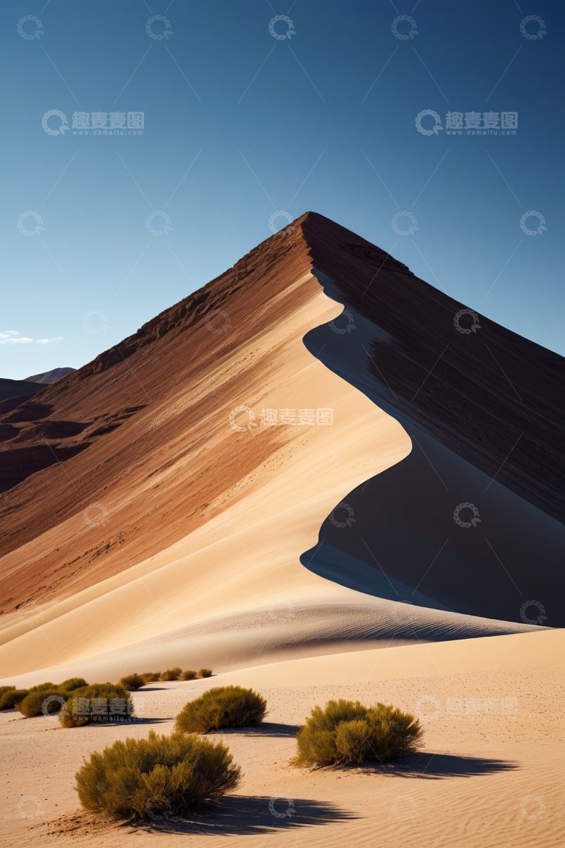 高清大图下载【趣麦麦图】沙漠沙丘与低矮植被景观