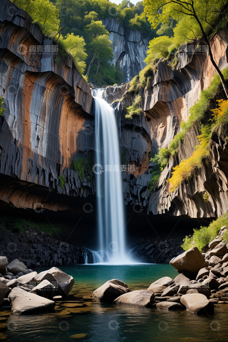 高清大图下载【趣麦麦图】壮观瀑布与周边自然景观