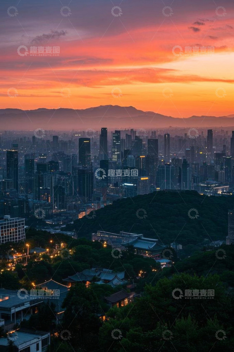 高清大图下载【趣麦麦图】城市日落全景风光