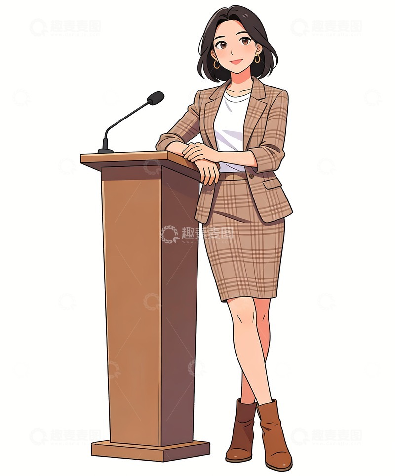 高清大图下载【趣麦麦图】一位女老师在演讲