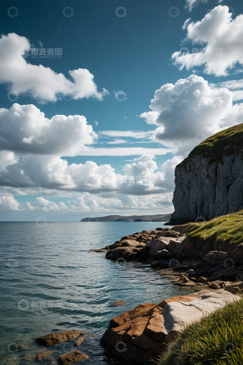 高清大图下载【趣麦麦图】海岸边悬崖与海洋景观