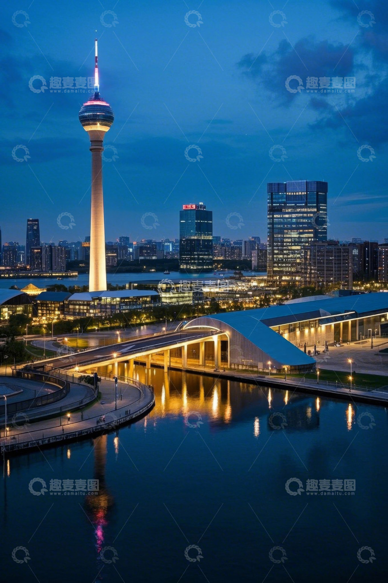 高清大图下载【趣麦麦图】城市地标建筑夜景全景