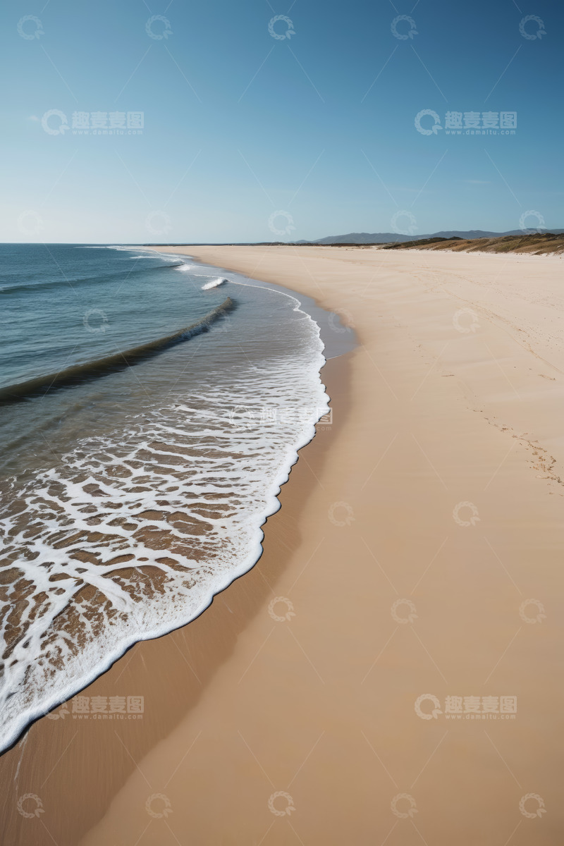 高清大图下载【趣麦麦图】宁静的海滩与海浪景观