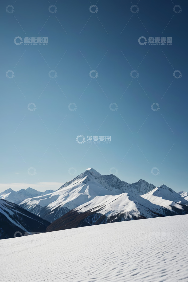 高清大图下载【趣麦麦图】雪覆盖的山脉自然风光