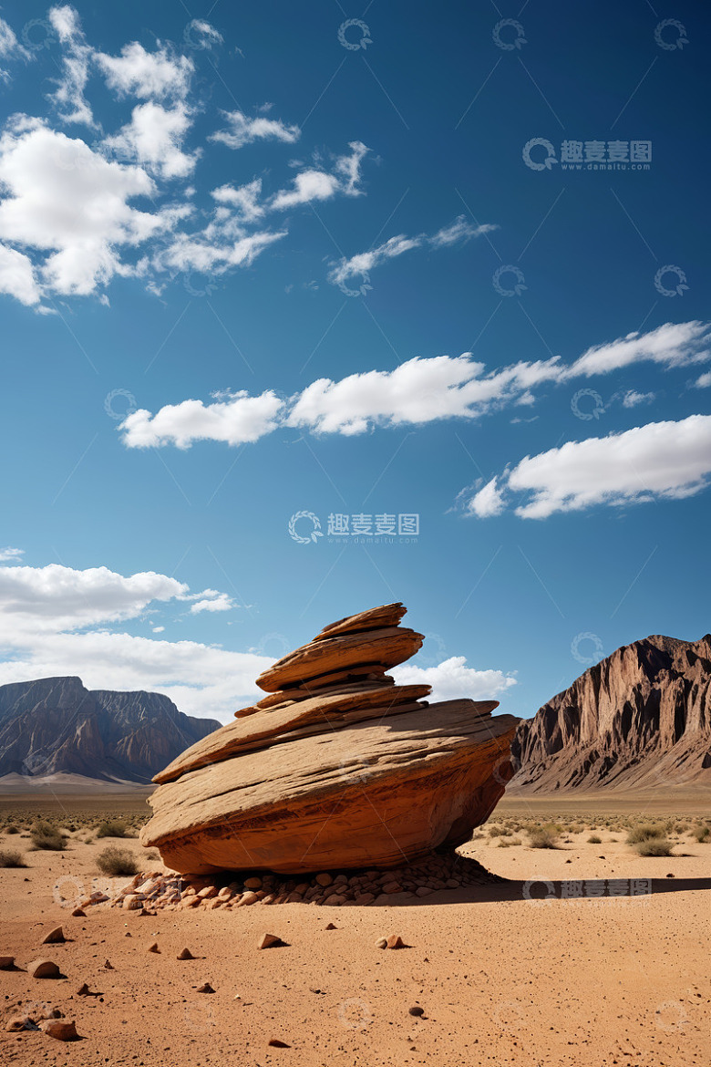 沙漠中独特造型的岩石景观