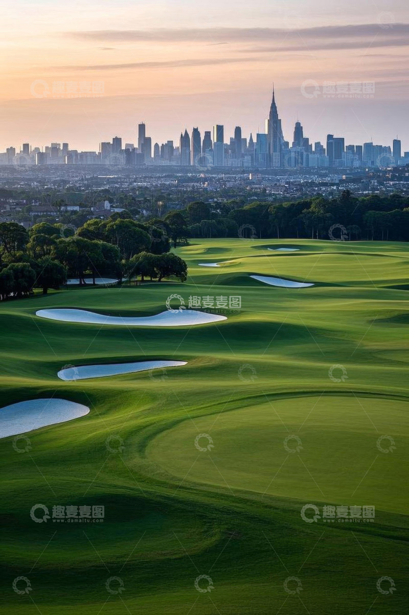 高清大图下载【趣麦麦图】城市边高尔夫球场景观