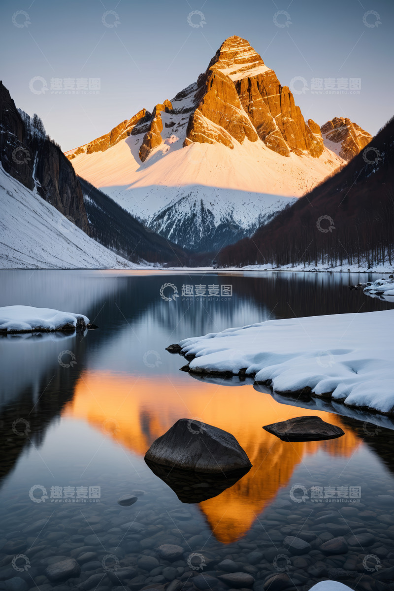 高清大图下载【趣麦麦图】雪山湖泊自然风景