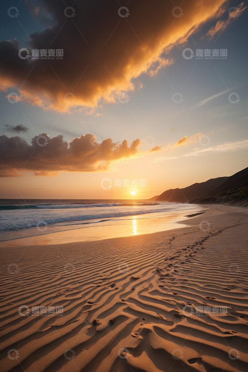高清大图下载【趣麦麦图】海滩日落自然风光