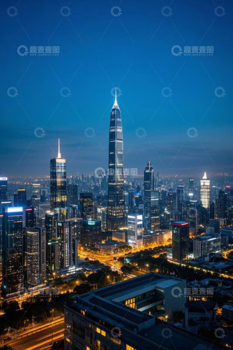 高清大图下载【趣麦麦图】深圳夜晚城市摩天大楼全景