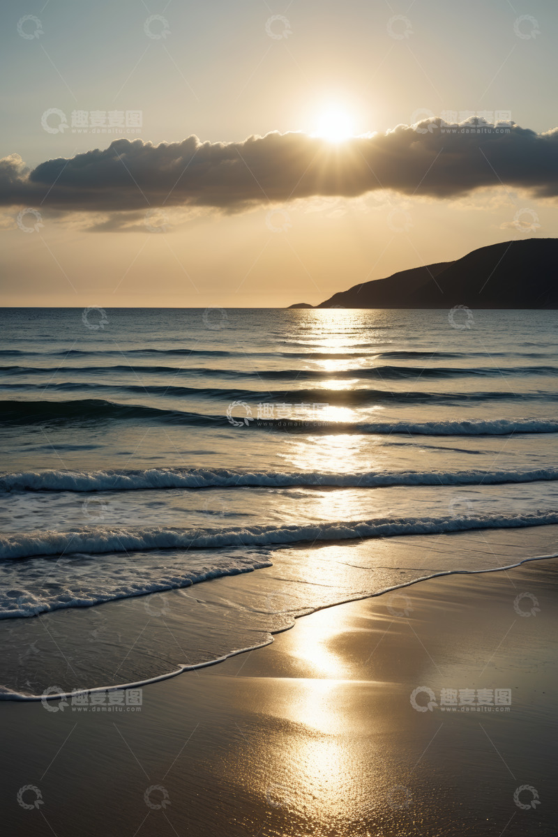 高清大图下载【趣麦麦图】海滩日落时分的海景