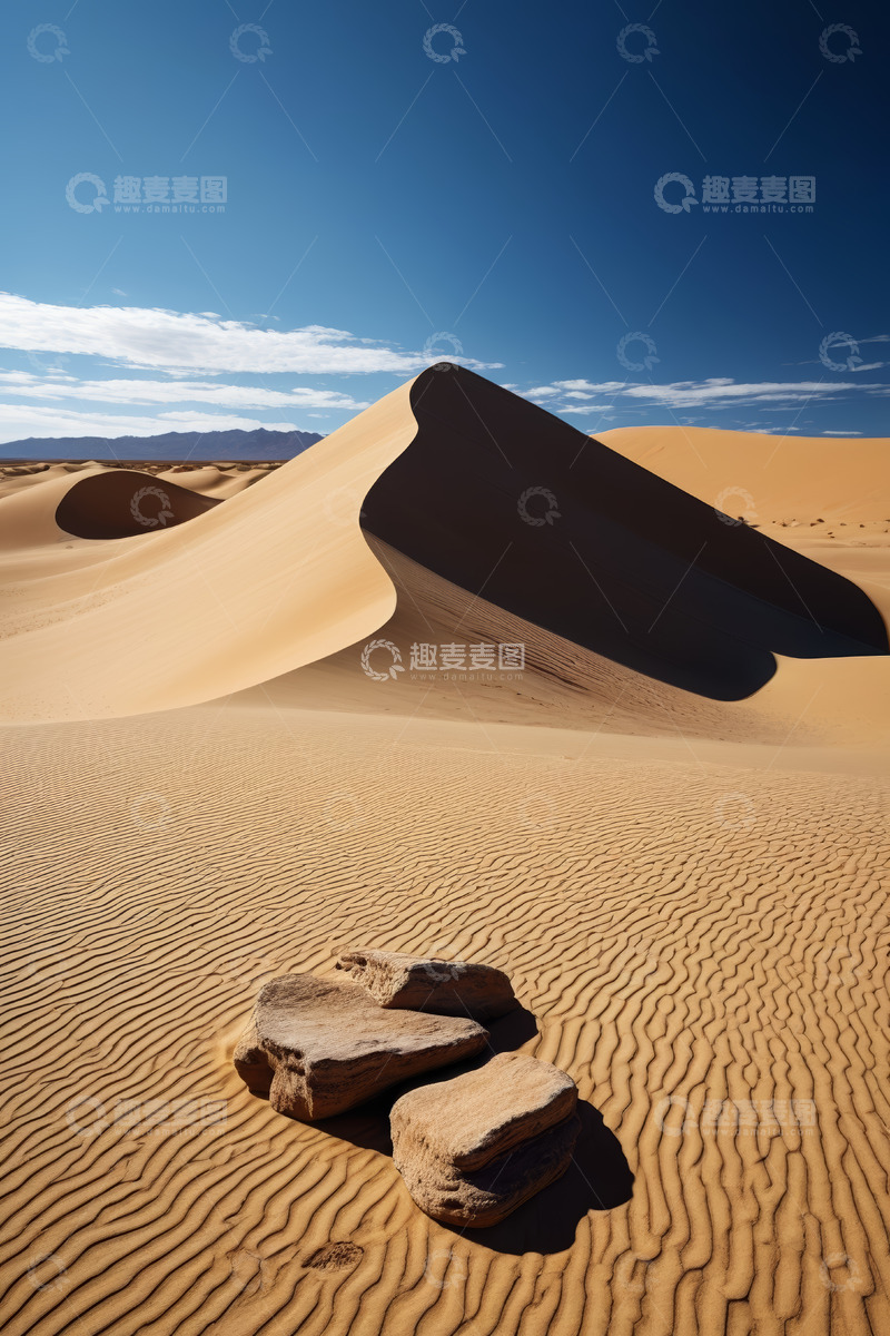 高清大图下载【趣麦麦图】沙漠中沙丘与岩石景观