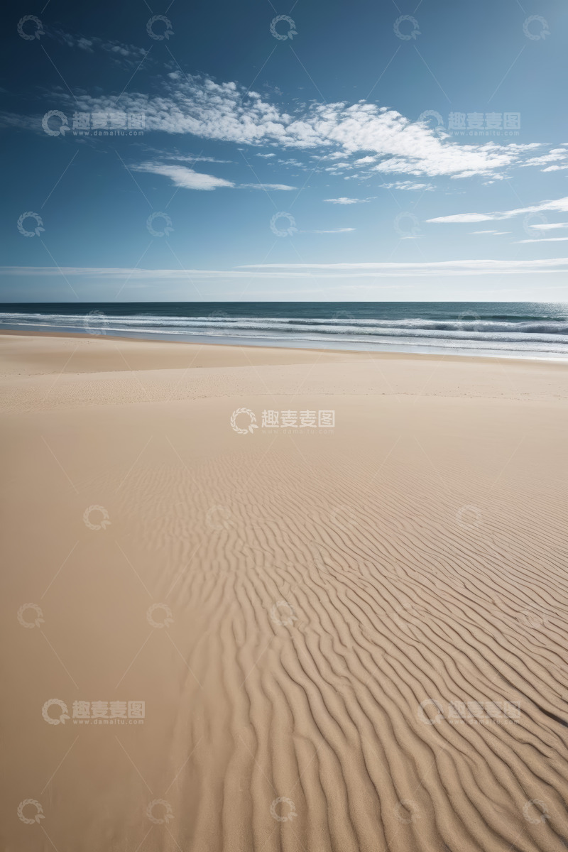 高清大图下载【趣麦麦图】沙滩海洋晴朗天空风景
