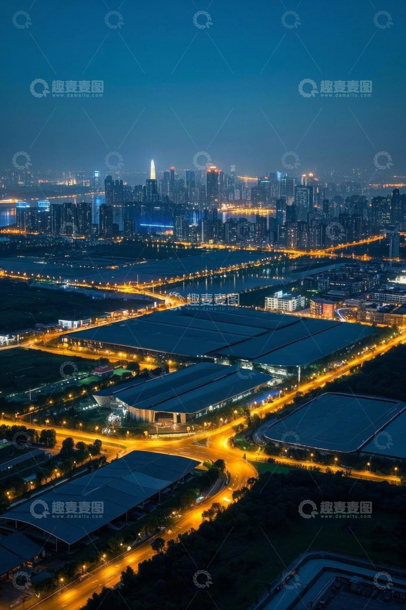 高清大图下载【趣麦麦图】城市夜景鸟瞰全景