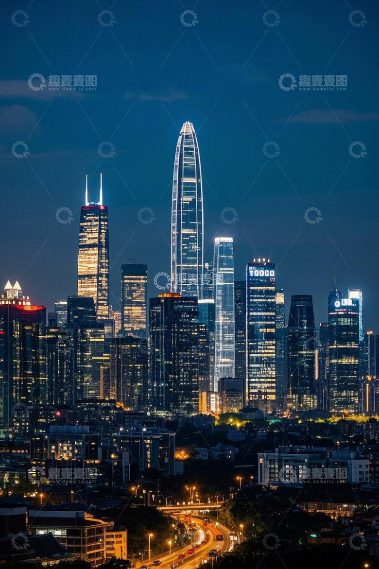 深圳城市建筑夜景全景