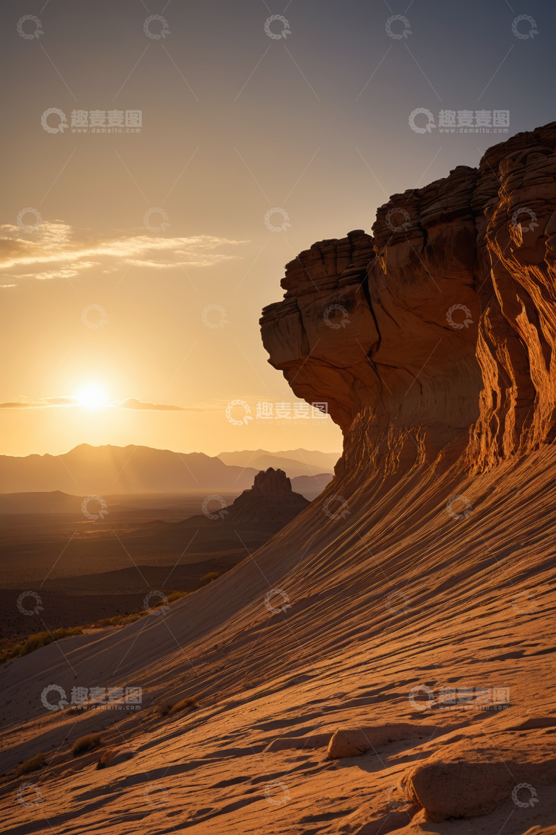 高清大图下载【趣麦麦图】沙漠岩石夕阳自然风光