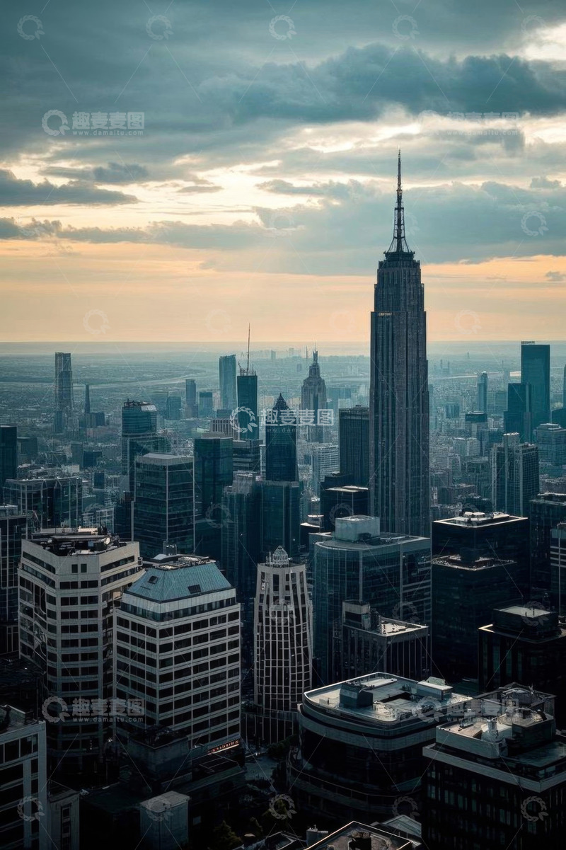 高清大图下载【趣麦麦图】城市摩天大楼全景俯瞰