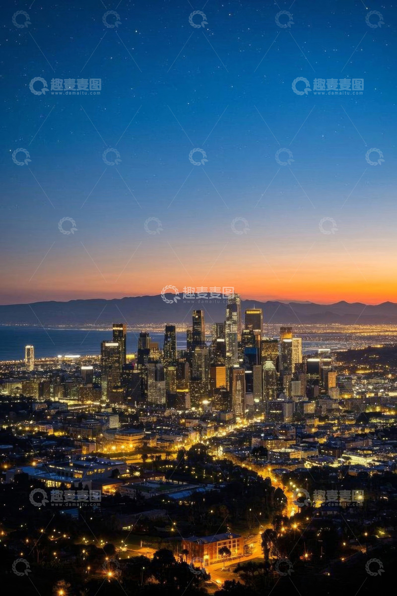高清大图下载【趣麦麦图】洛杉矶城市夜景全景