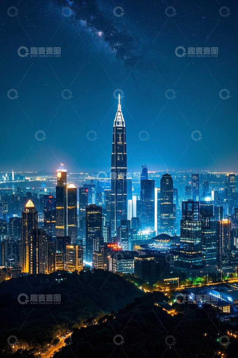 深圳城市夜景高楼俯瞰