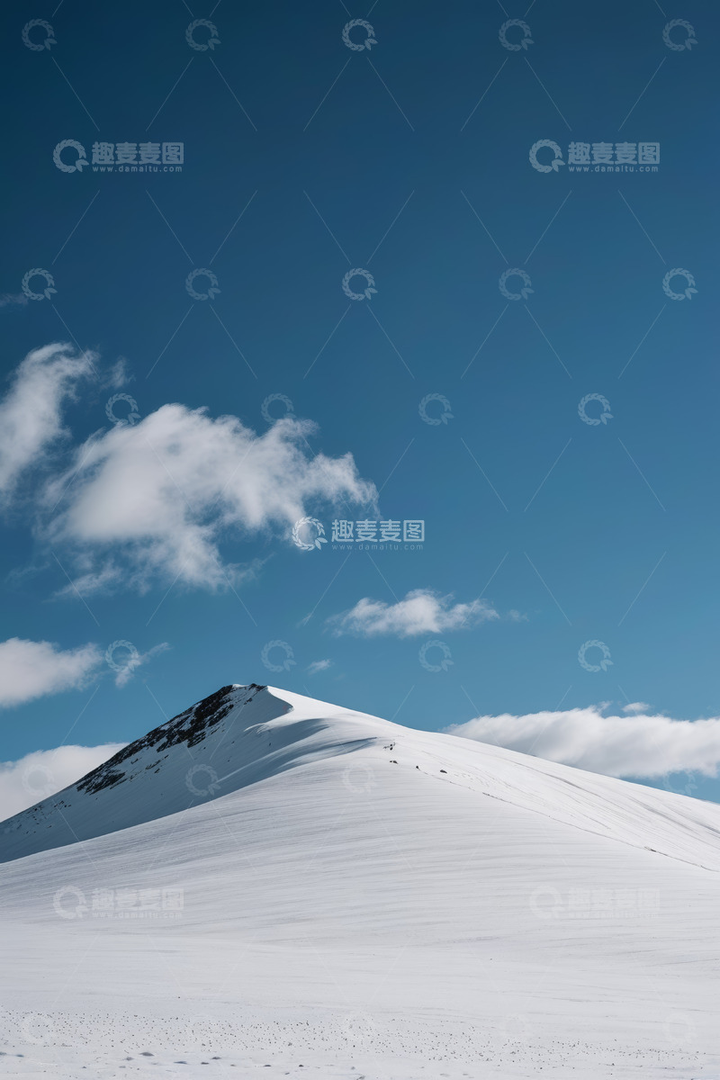 高清大图下载【趣麦麦图】蓝天白云下的雪山风景