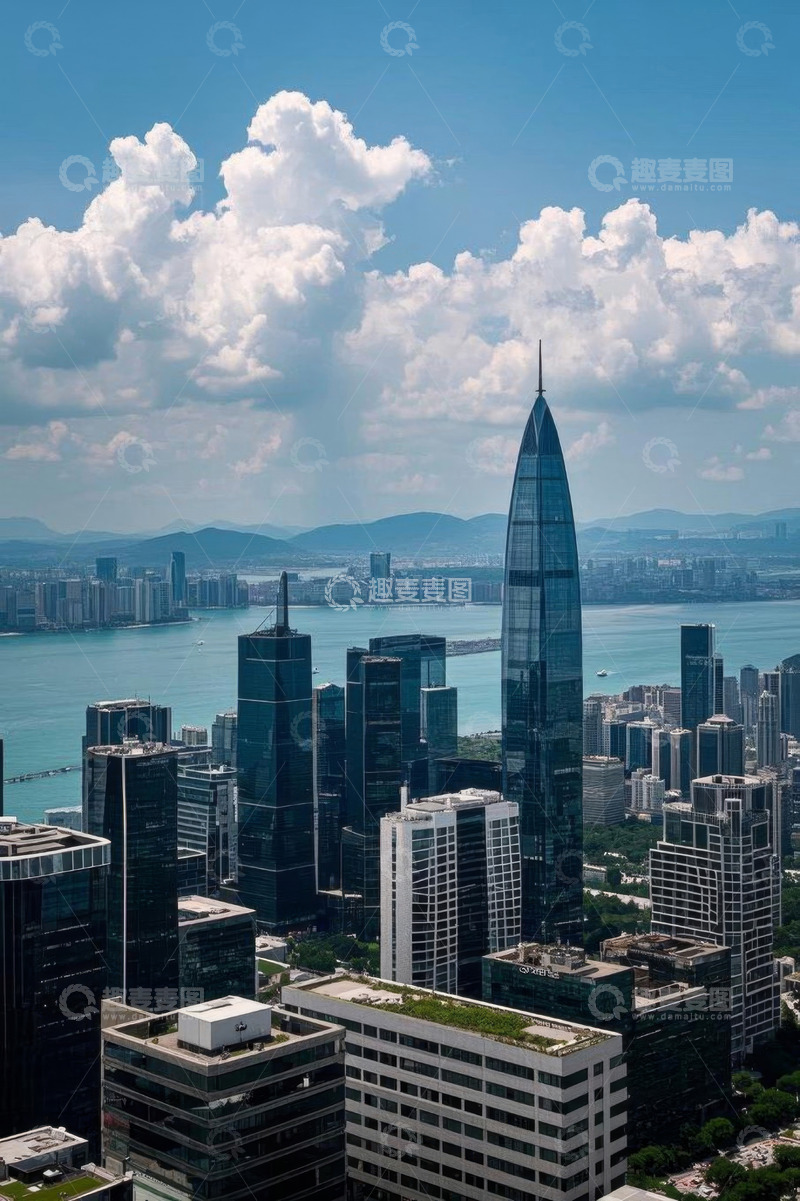 高清大图下载【趣麦麦图】深圳城市风光高楼与海景