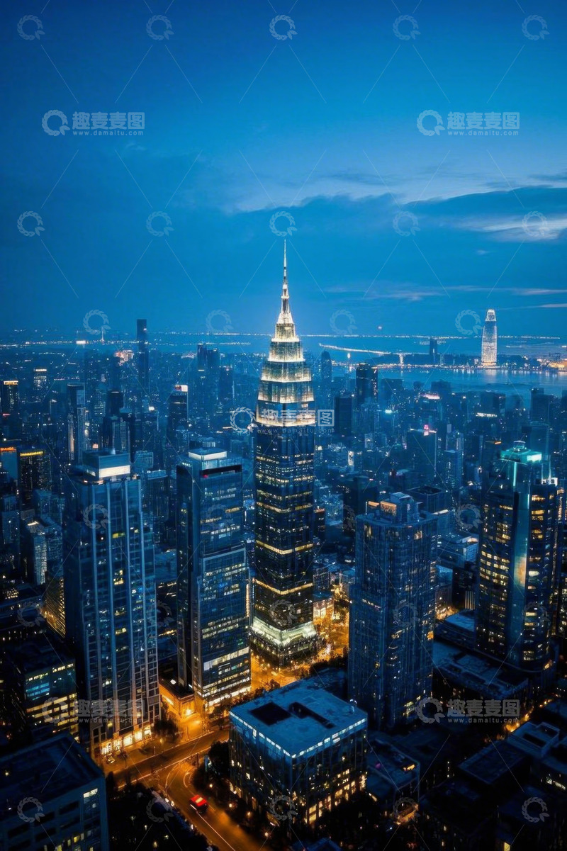 高清大图下载【趣麦麦图】城市高楼夜景俯瞰