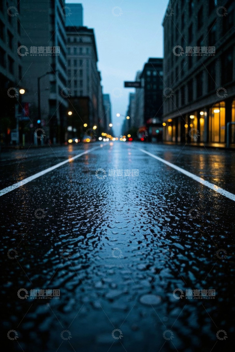 高清大图下载【趣麦麦图】城市雨夜街道景象