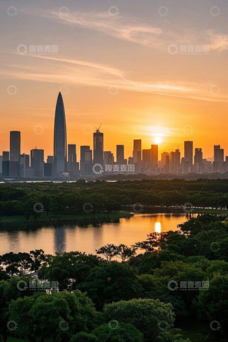高清大图下载【趣麦麦图】深圳城市风光日落全景