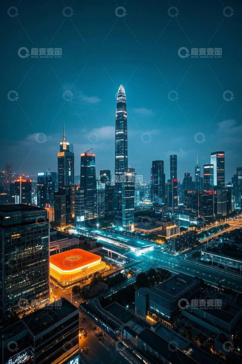 高清大图下载【趣麦麦图】深圳城市建筑夜景俯瞰