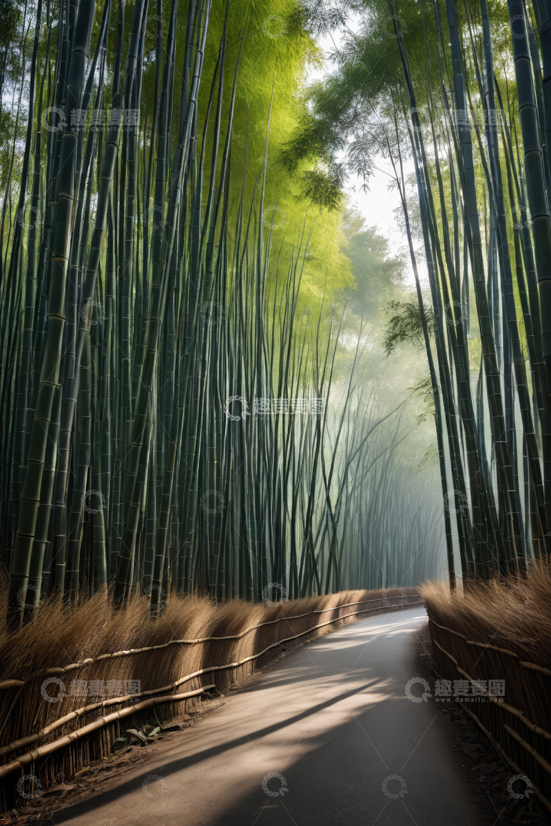 高清大图下载【趣麦麦图】竹林中的幽静小路