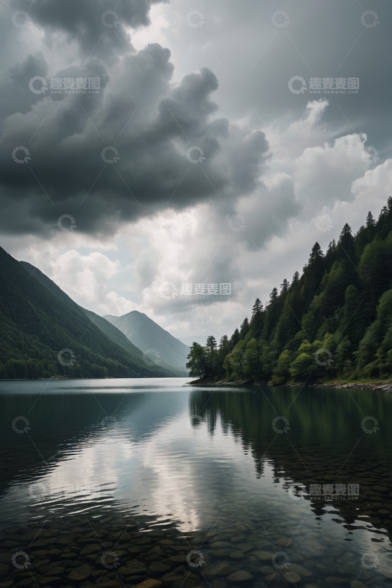 高清大图下载【趣麦麦图】山间湖泊与森林自然景观