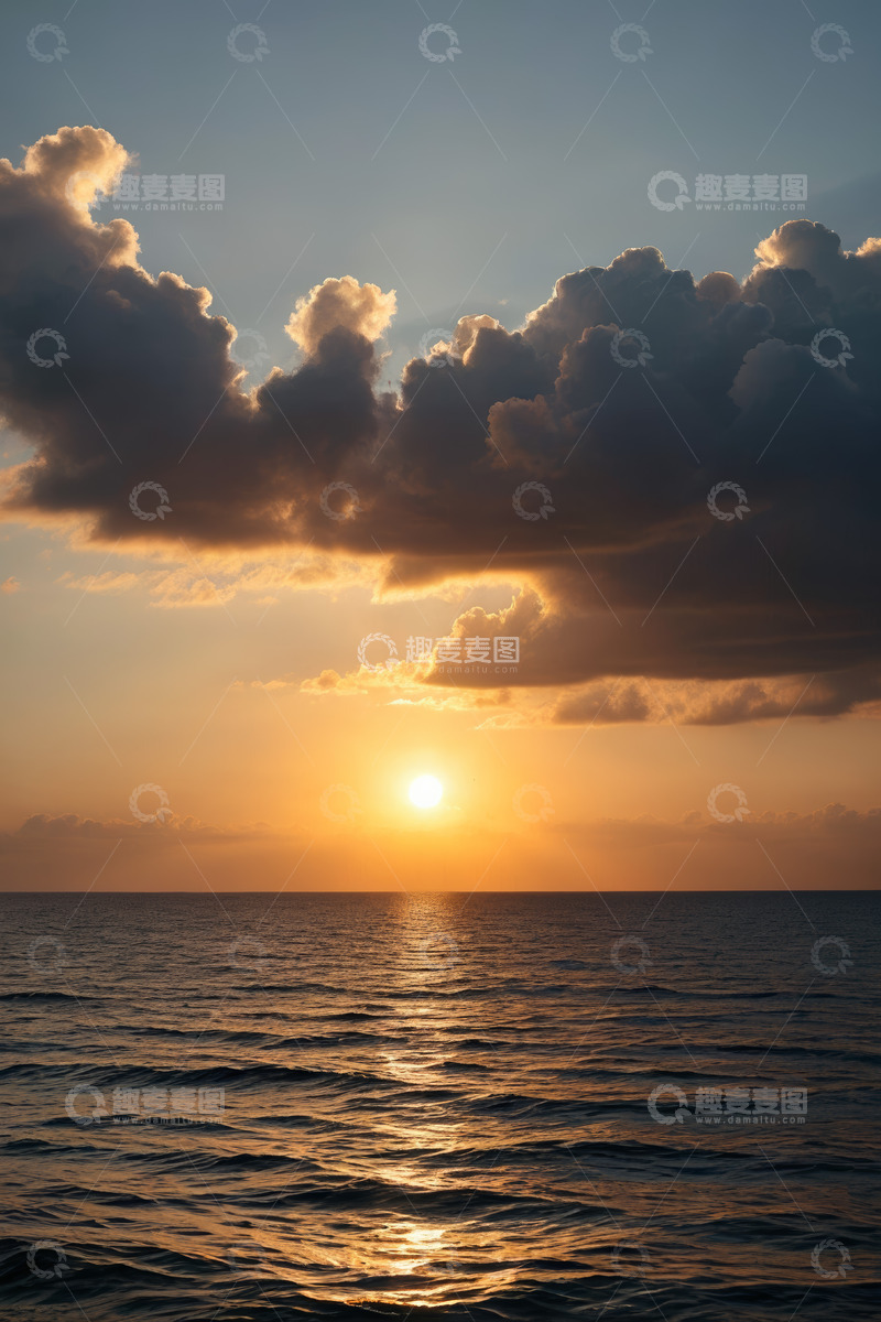 高清大图下载【趣麦麦图】海上日落自然风光