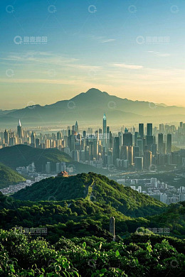深圳城市风光与山峦全景