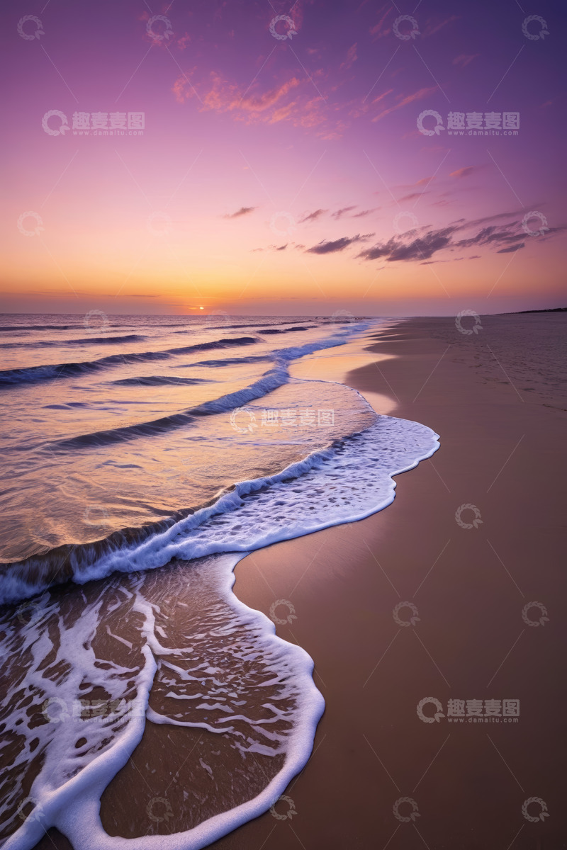 高清大图下载【趣麦麦图】海滩日落海浪风景
