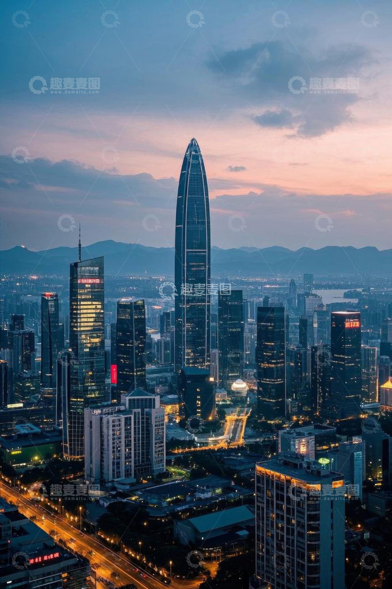 高清大图下载【趣麦麦图】深圳城市建筑傍晚全景