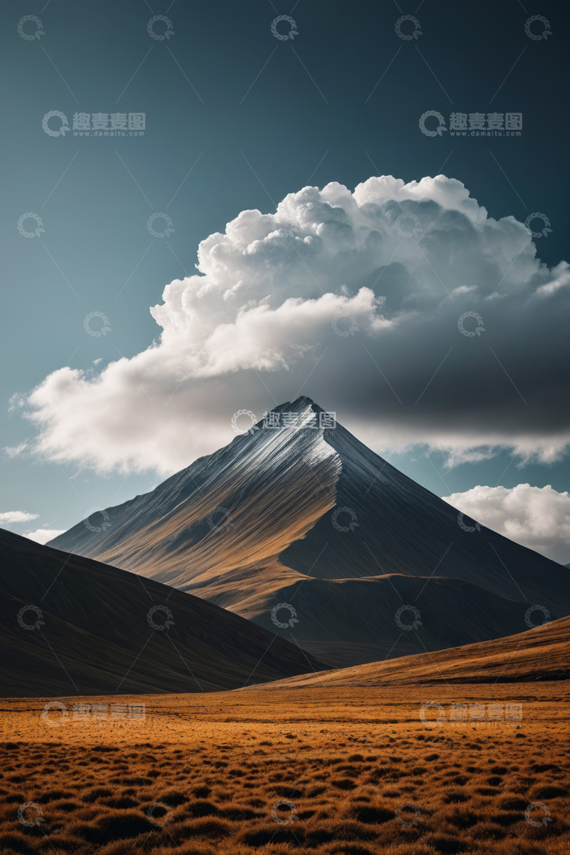 高清大图下载【趣麦麦图】高山与草原上的壮丽云层景观