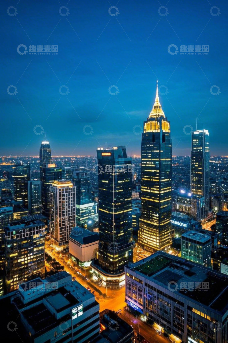 高清大图下载【趣麦麦图】城市高楼夜景俯瞰