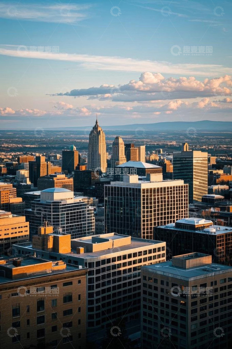 高清大图下载【趣麦麦图】城市建筑群高空全景