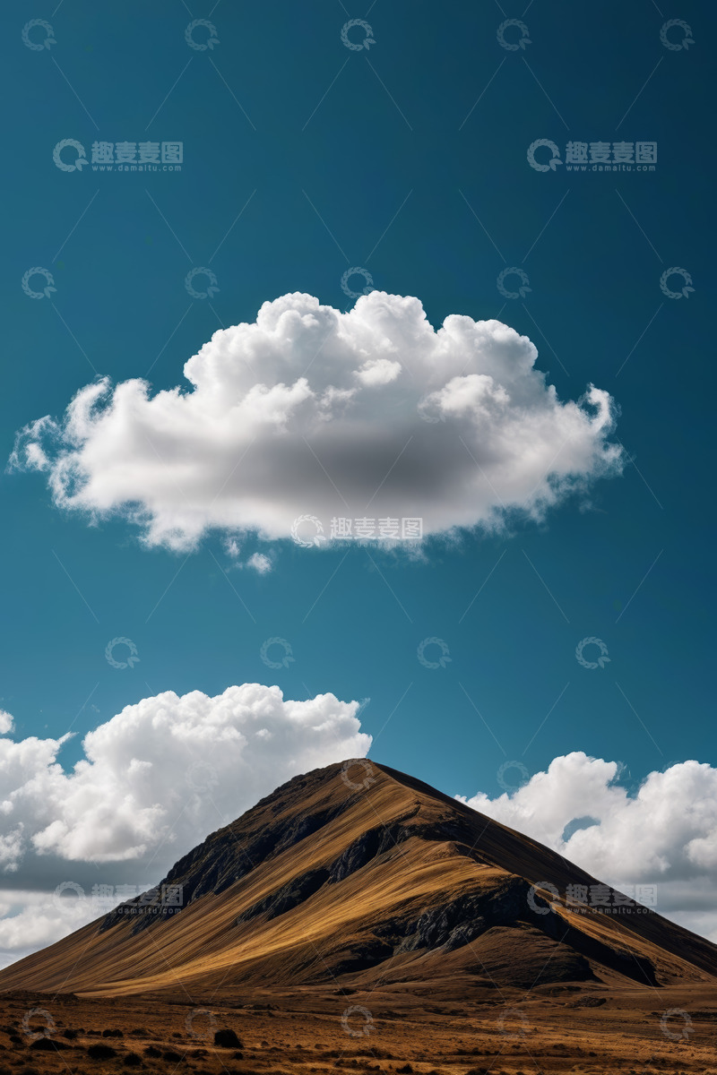 高清大图下载【趣麦麦图】蓝天下山丘与白云风景