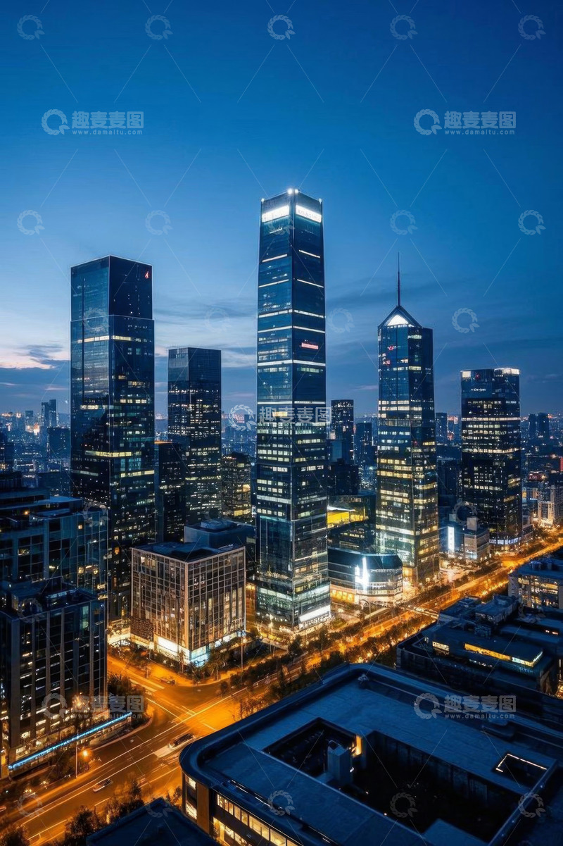 高清大图下载【趣麦麦图】城市高楼夜景俯瞰