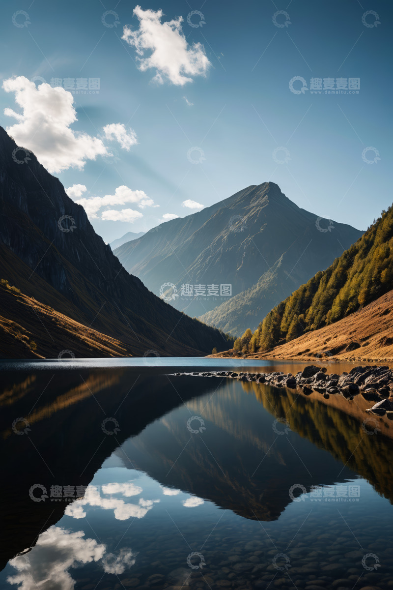 高清大图下载【趣麦麦图】山间宁静湖泊自然风光