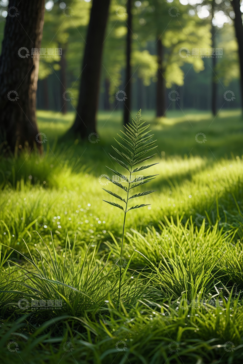 高清大图下载【趣麦麦图】森林中阳光下的绿色植物