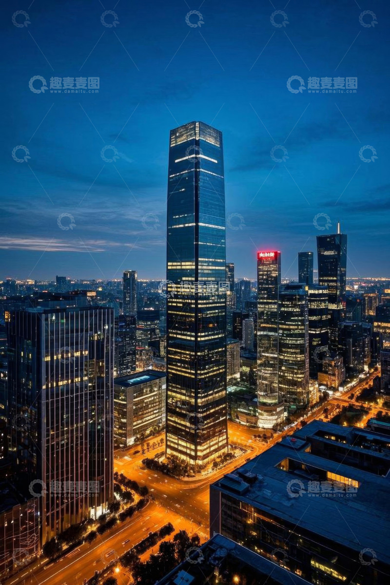 高清大图下载【趣麦麦图】城市高楼夜景俯瞰