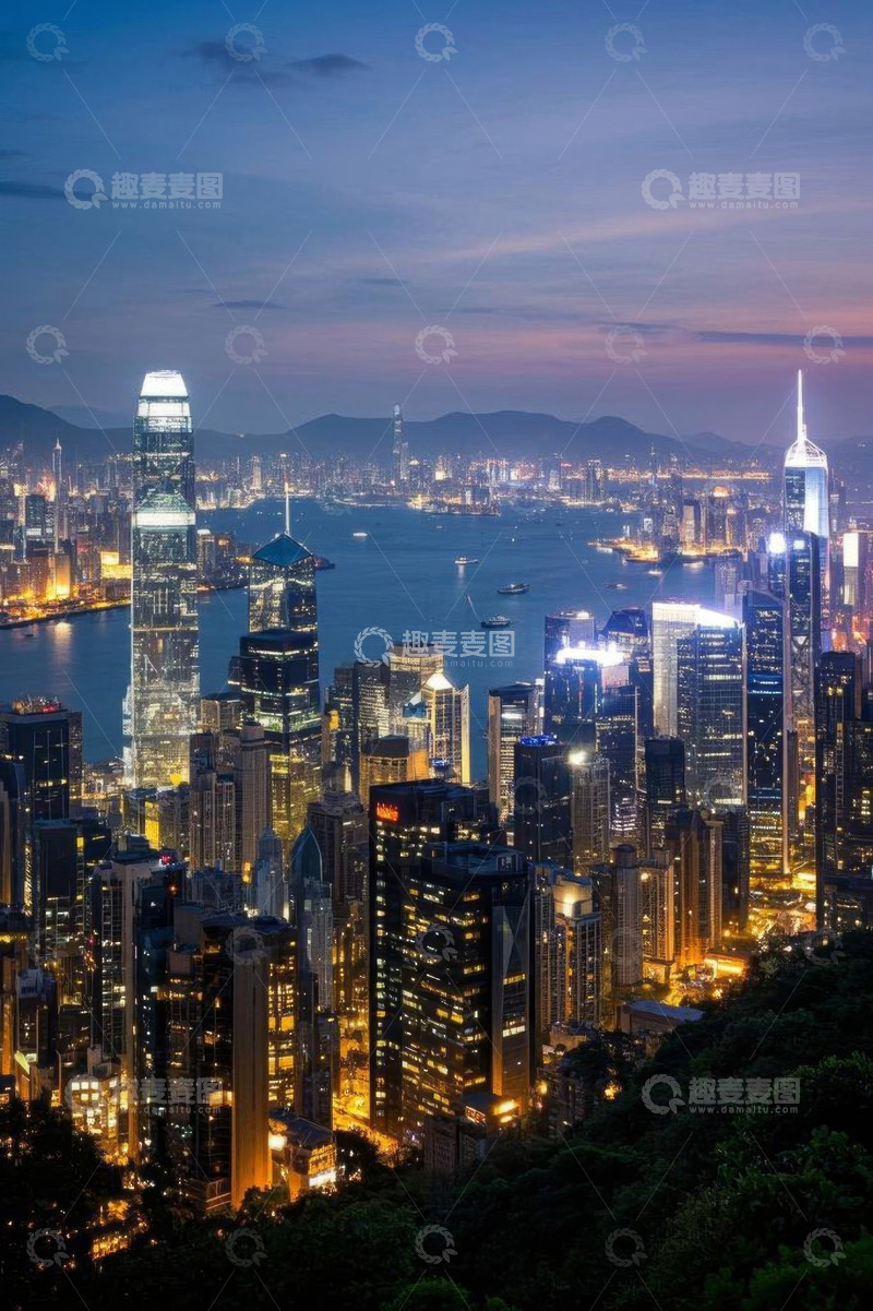 高清大图下载【趣麦麦图】香港城市夜景俯瞰