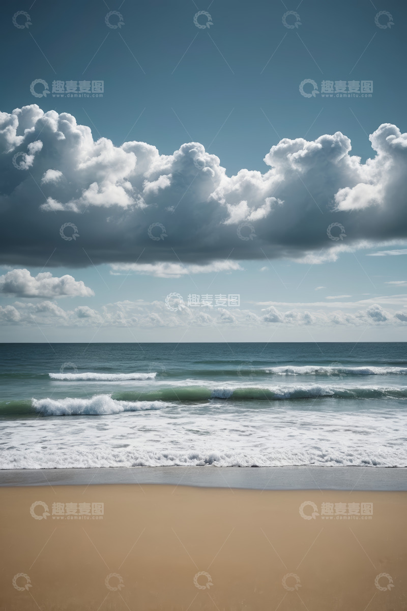 高清大图下载【趣麦麦图】海滩海景与云朵